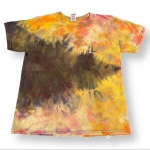 Youth S tie dye t-shirt fire and smoke dragon breath galaxy